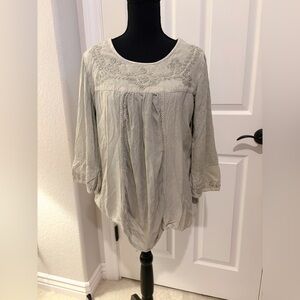 Parsley & Sage Green Embroidered Women's Blouse Top Size L